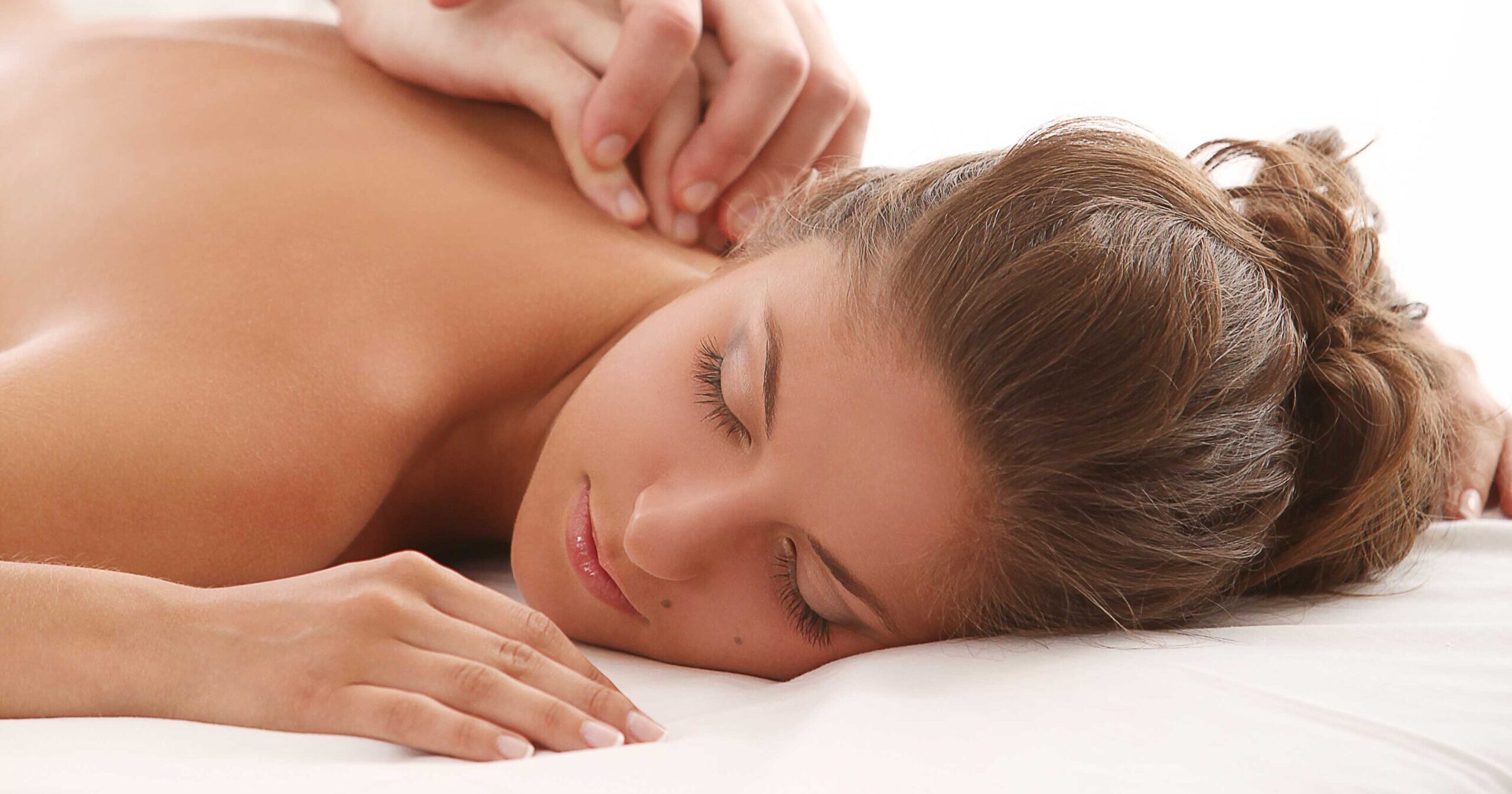 Beautiful caucasian woman enjoy massage